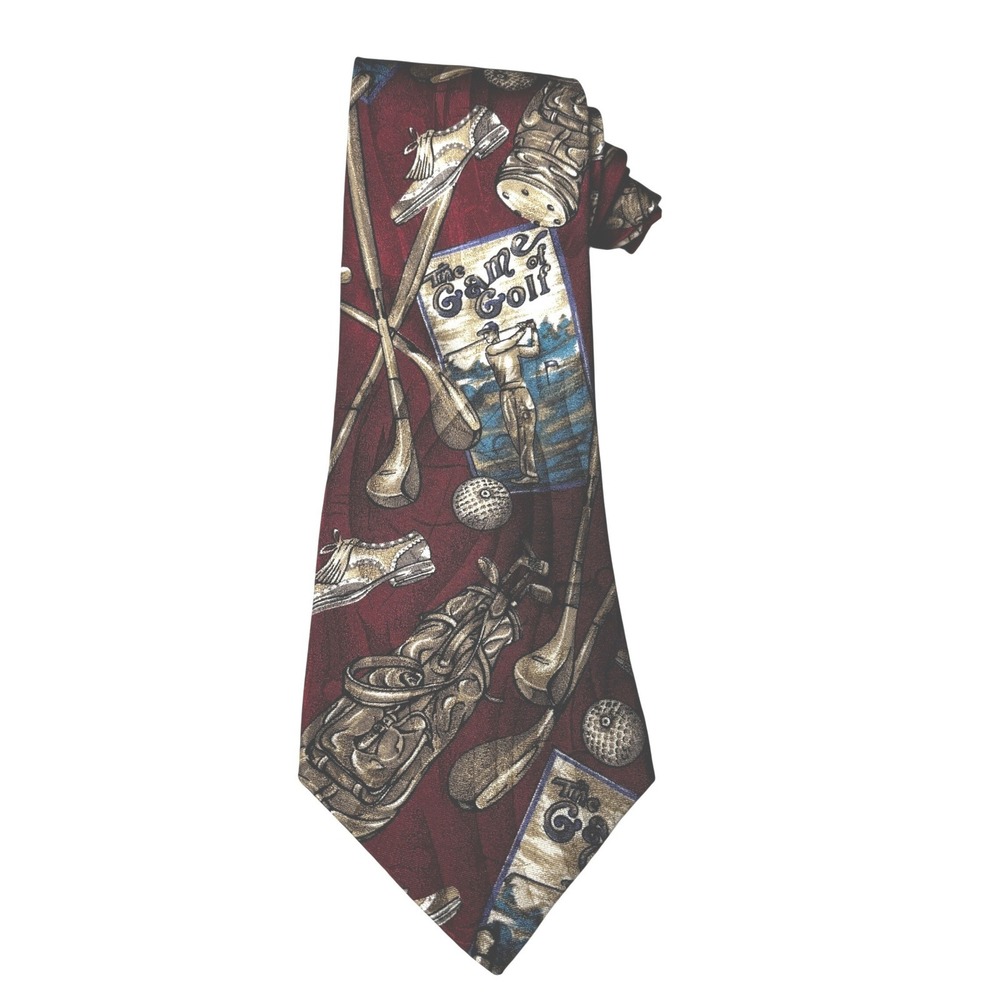 Arnold Palmer Mens Golf Silk Tie Red Game of Golf Novelty Accessory RN 35130 - Picture 2 of 6